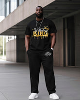 Big Boys June Festival Black History King Printed Short Sleeve Trousers Suit